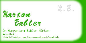 marton babler business card
